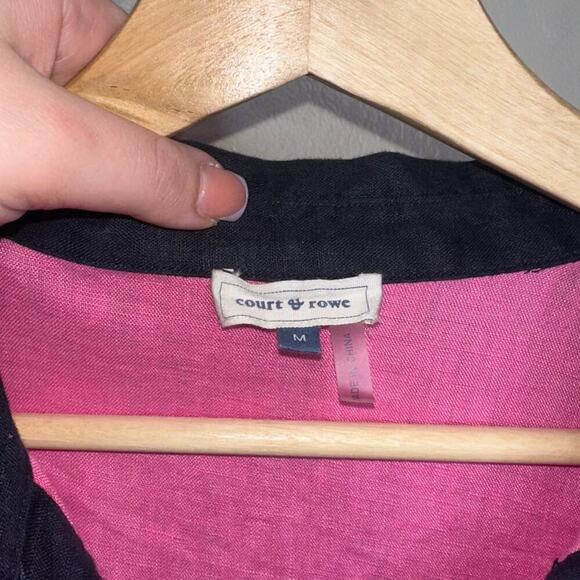 Court & Rowe Of Land and Sea Color Block Button Up Shirt Dress Pink/Blue Medium - Picture 3 of 7